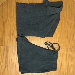 Women’s Dark Green Short Sleeve Button up and Matching Shorts